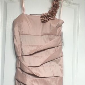 Boutique Adrianna papell satin blush pink dress